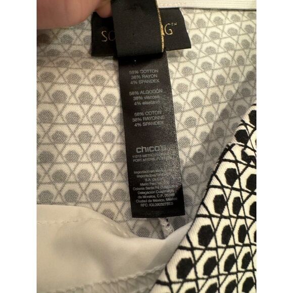 Chico's So Slimming Ankle Pant Black & White Business Sz 1 (Medium/8) EUC - Picture 7 of 8